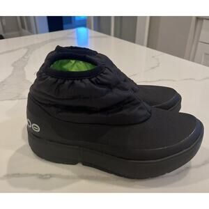 Oofos OOmg Bootie Womens 7 Boots Black Shoes Ankle Recovery Pull On Nylon